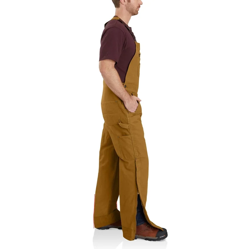 Gefütterte Latzhose für Herren aus gewaschenem Duck-Stoff