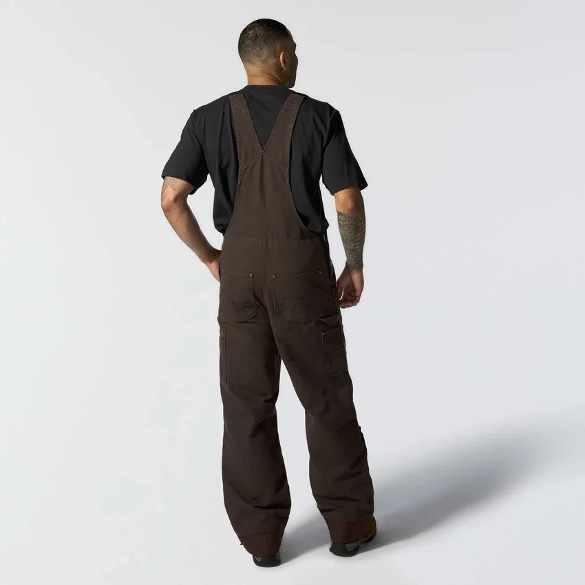 Gefütterte Latzhose für Herren aus gewaschenem Duck-Stoff