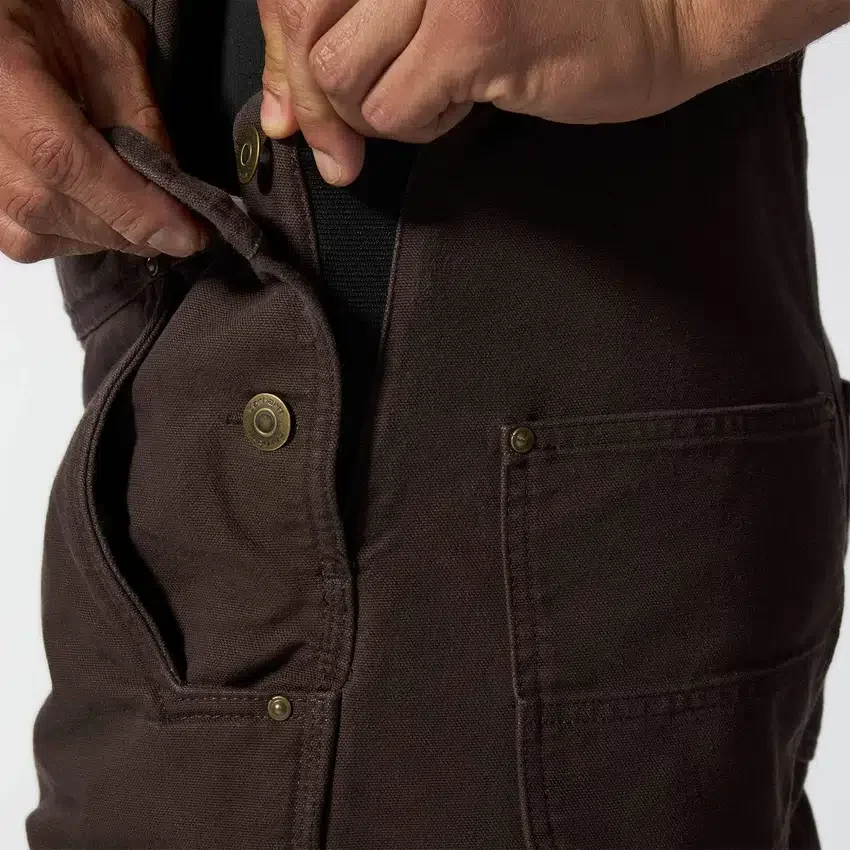 Gefütterte Latzhose für Herren aus gewaschenem Duck-Stoff