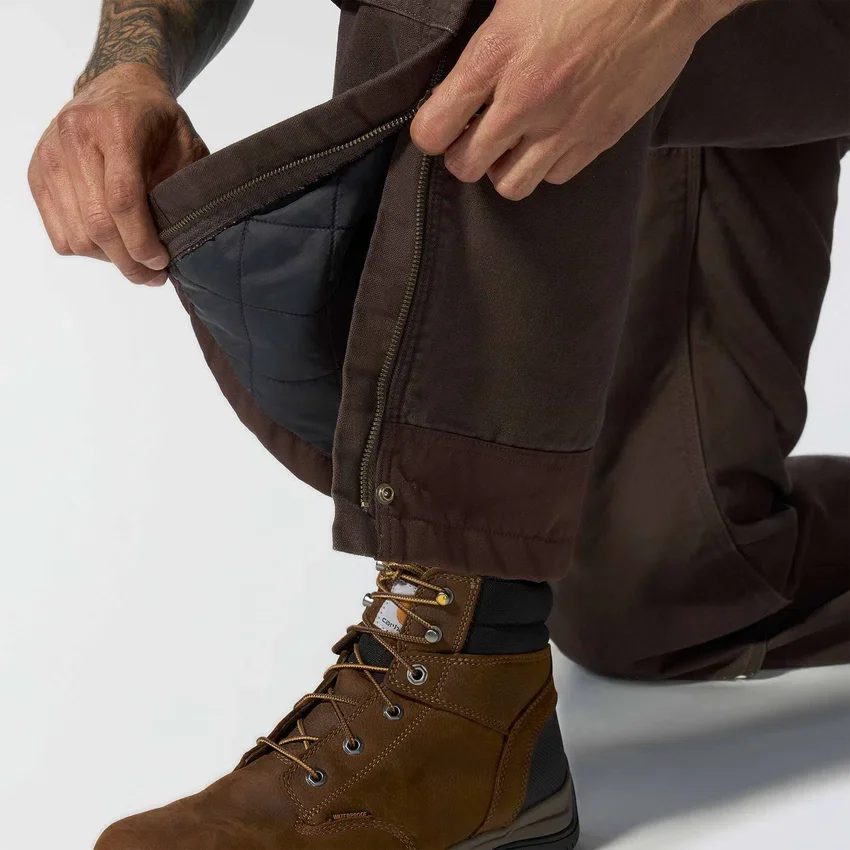 Gefütterte Latzhose für Herren aus gewaschenem Duck-Stoff