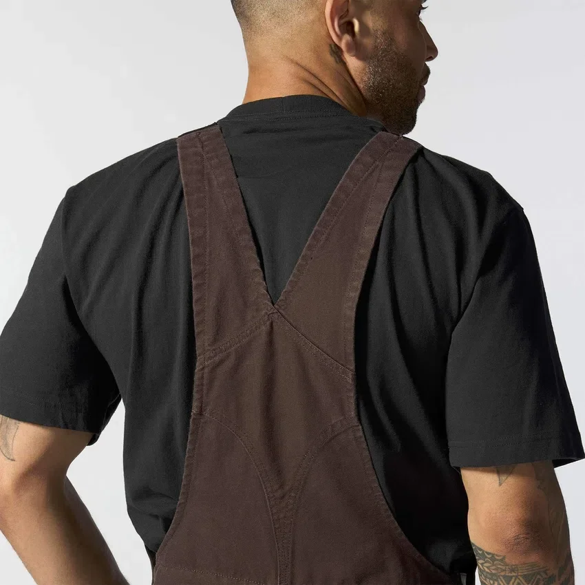 Gefütterte Latzhose für Herren aus gewaschenem Duck-Stoff