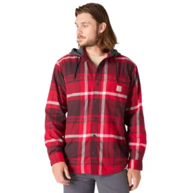 Hamilton Herren-Hemdjacke mit Kapuze in lockerer Passform und Karomuster – Herren-Hemdjacken