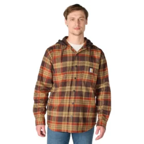 Hamilton Herren-Hemdjacke mit Kapuze in lockerer Passform und Karomuster – Herren-Hemdjacken
