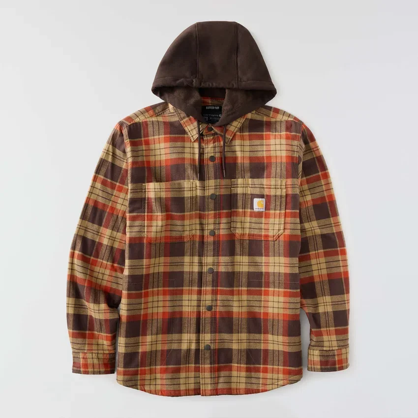 Hamilton Herren-Hemdjacke mit Kapuze in lockerer Passform und Karomuster – Herren-Hemdjacken