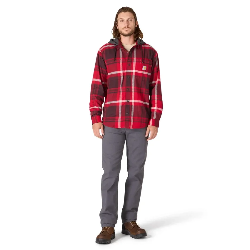 Hamilton Herren-Hemdjacke mit Kapuze in lockerer Passform und Karomuster – Herren-Hemdjacken