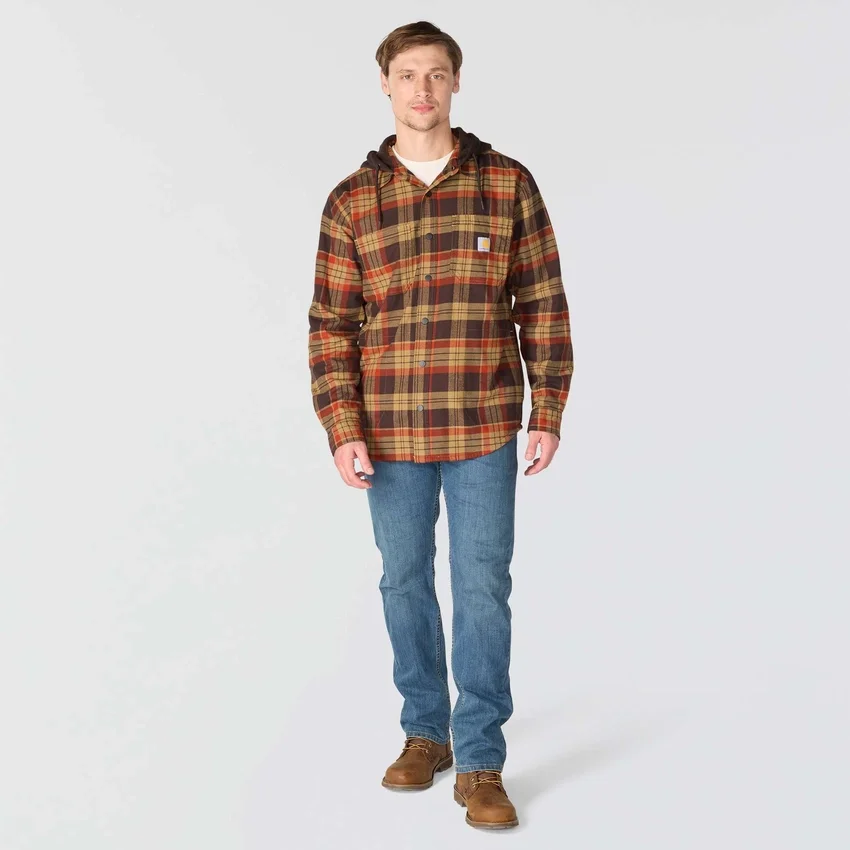 Hamilton Herren-Hemdjacke mit Kapuze in lockerer Passform und Karomuster – Herren-Hemdjacken