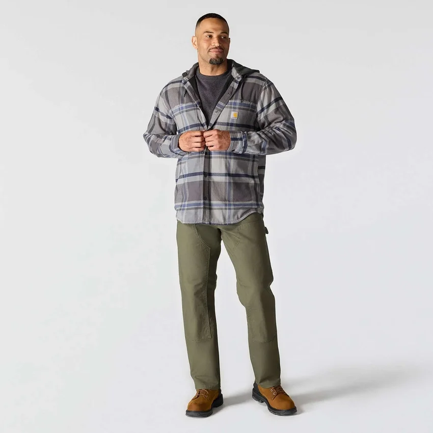 Hamilton Herren-Hemdjacke mit Kapuze in lockerer Passform und Karomuster – Herren-Hemdjacken