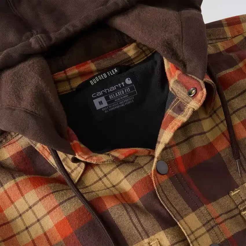 Hamilton Herren-Hemdjacke mit Kapuze in lockerer Passform und Karomuster – Herren-Hemdjacken