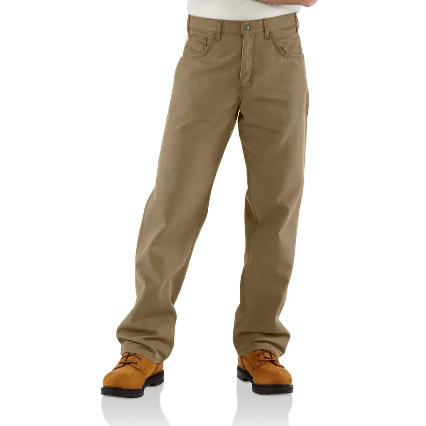Herren-Canvas-Hose «Fr» mit lockerer Passform und geradem Bein – flammhemmende Hose