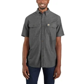 Herren-Chambray-Hemd mit lockerer Passform und kurzen Armlingen – Herren-Arbeitshemden