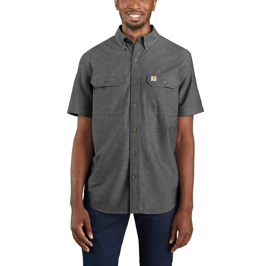 Herren-Chambray-Hemd mit lockerer Passform und kurzen Armlingen – Herren-Arbeitshemden