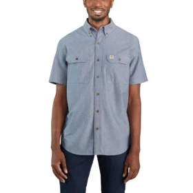 Herren-Chambray-Hemd mit lockerer Passform und kurzen Armlingen – Herren-Arbeitshemden