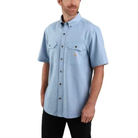 Herren-Chambray-Hemd mit lockerer Passform und kurzen Armlingen – Herren-Arbeitshemden