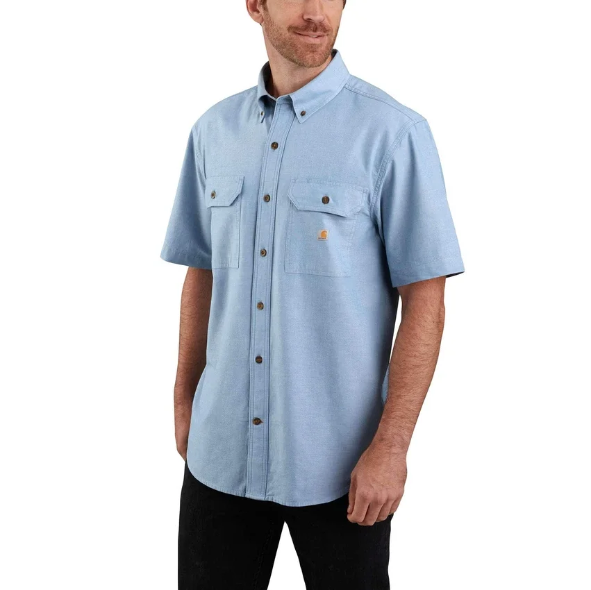 Herren-Chambray-Hemd mit lockerer Passform und kurzen Armlingen – Herren-Arbeitshemden