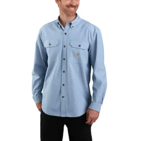 Herren-Chambray-Hemd mit weiter Passform und langen Armlingen – Herren-Arbeitshemden