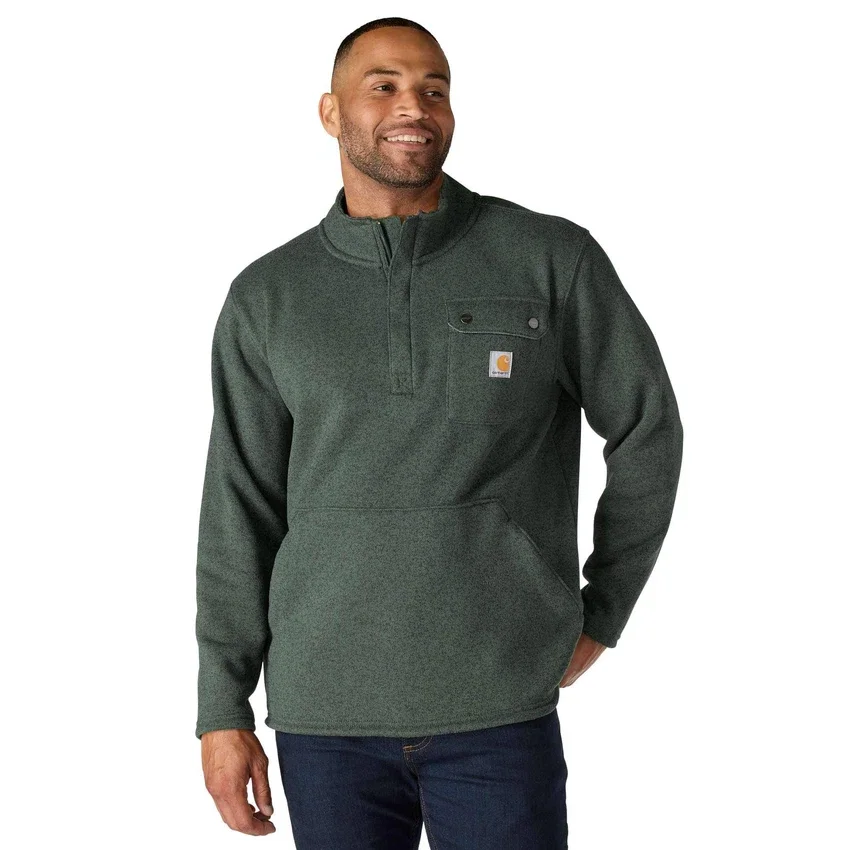 Herren-Fleece-Pullover mit Viertelreissverschluss in Relaxed Fit