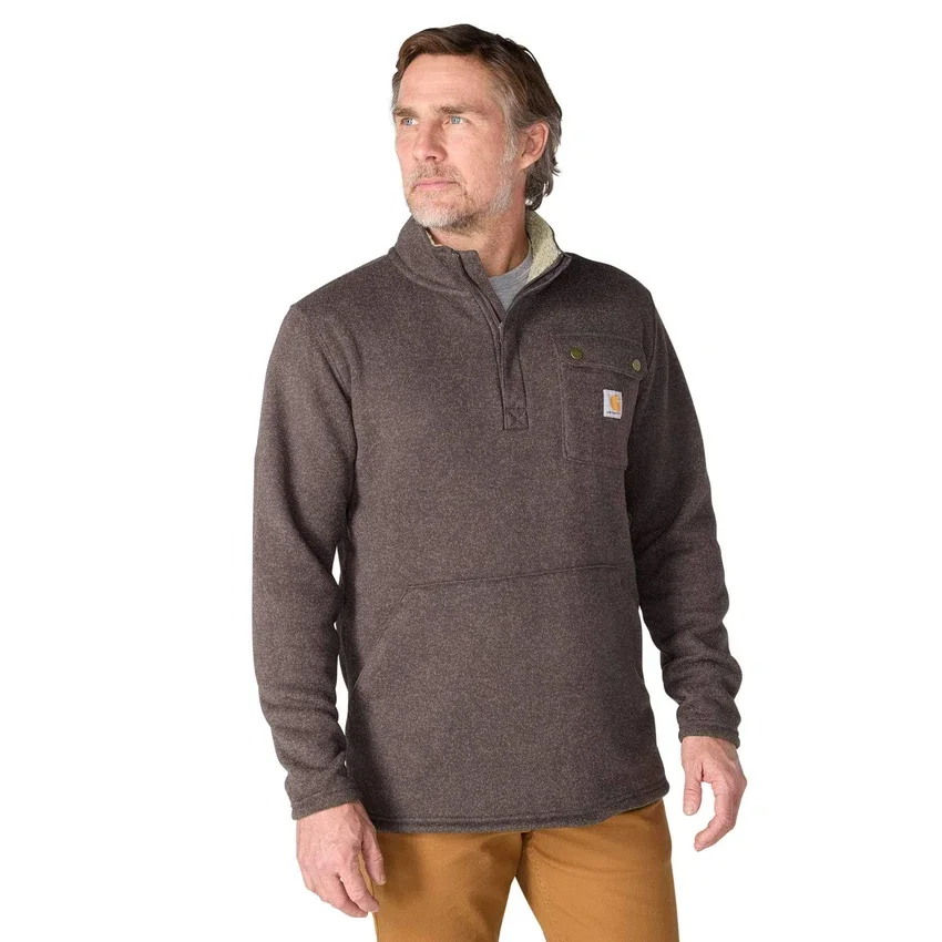 Herren-Fleece-Pullover mit Viertelreissverschluss in Relaxed Fit