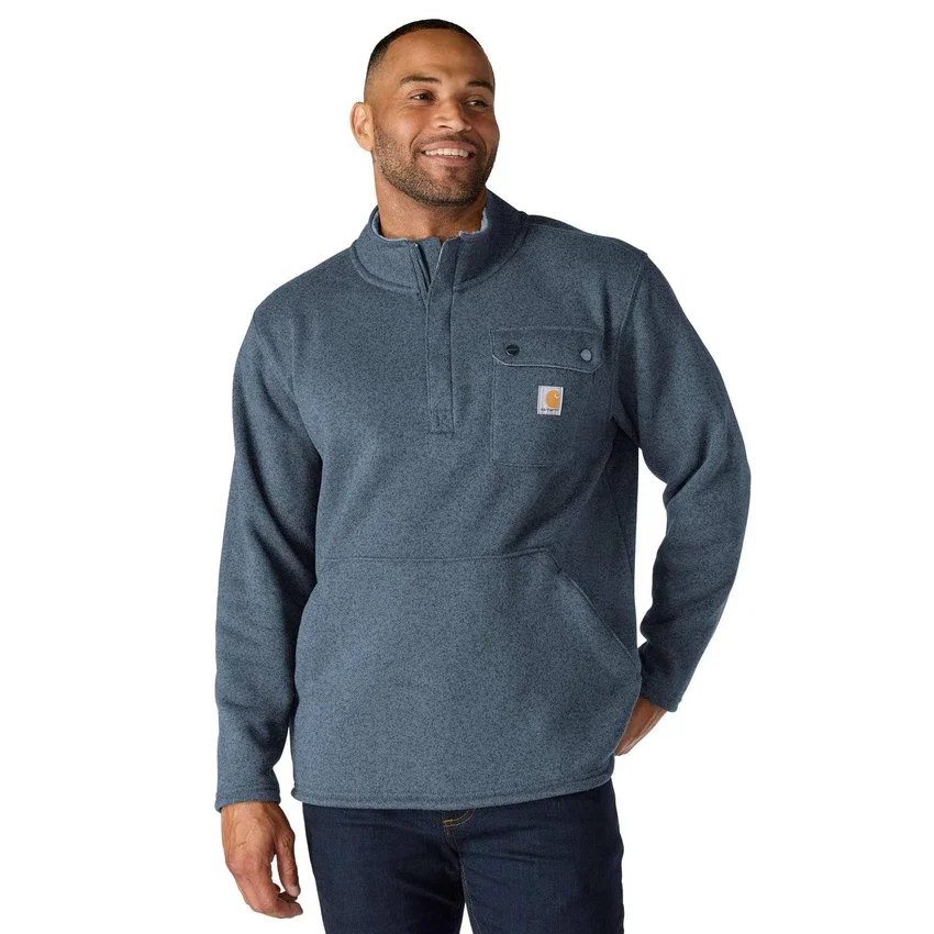 Herren-Fleece-Pullover mit Viertelreissverschluss in Relaxed Fit