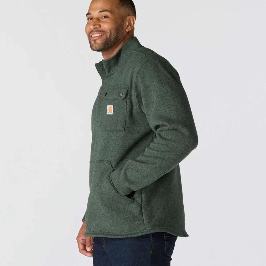 Herren-Fleece-Pullover mit Viertelreissverschluss in Relaxed Fit