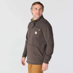 Herren-Fleece-Pullover mit Viertelreissverschluss in Relaxed Fit
