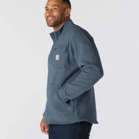 Herren-Fleece-Pullover mit Viertelreissverschluss in Relaxed Fit