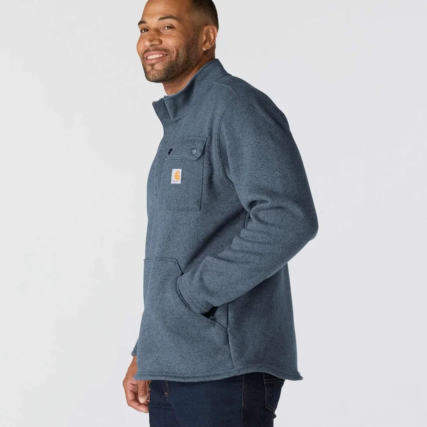 Herren-Fleece-Pullover mit Viertelreissverschluss in Relaxed Fit