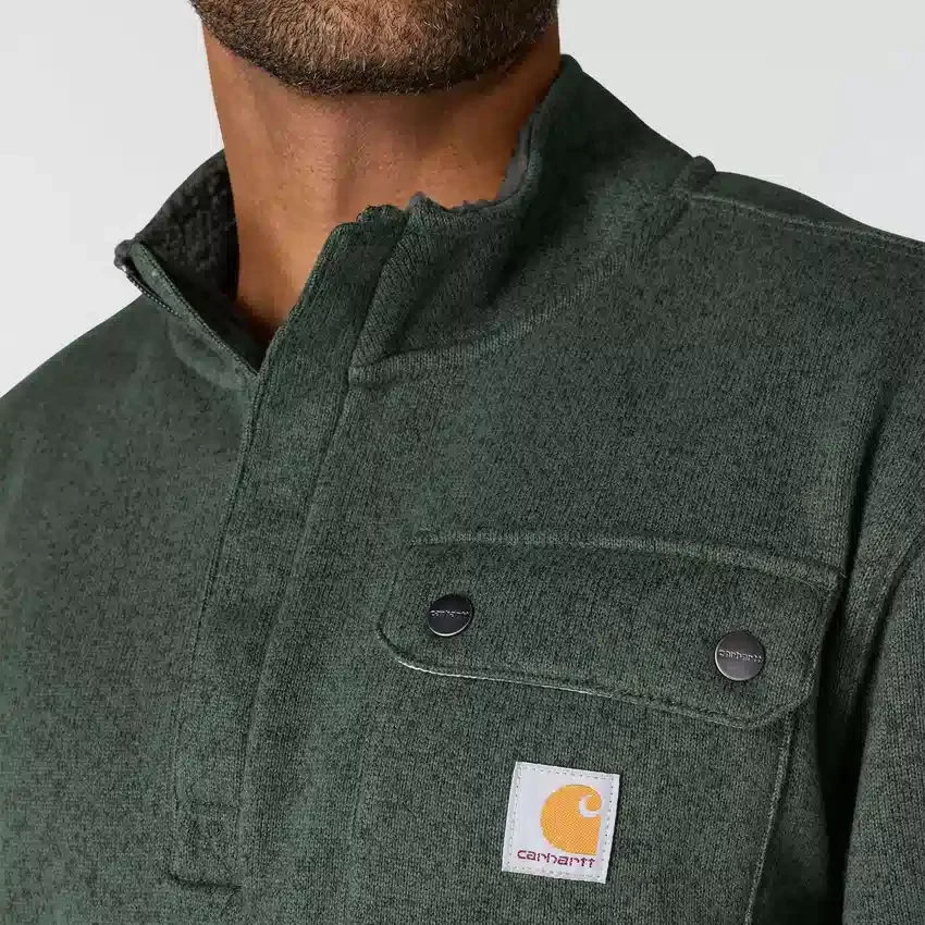 Herren-Fleece-Pullover mit Viertelreissverschluss in Relaxed Fit