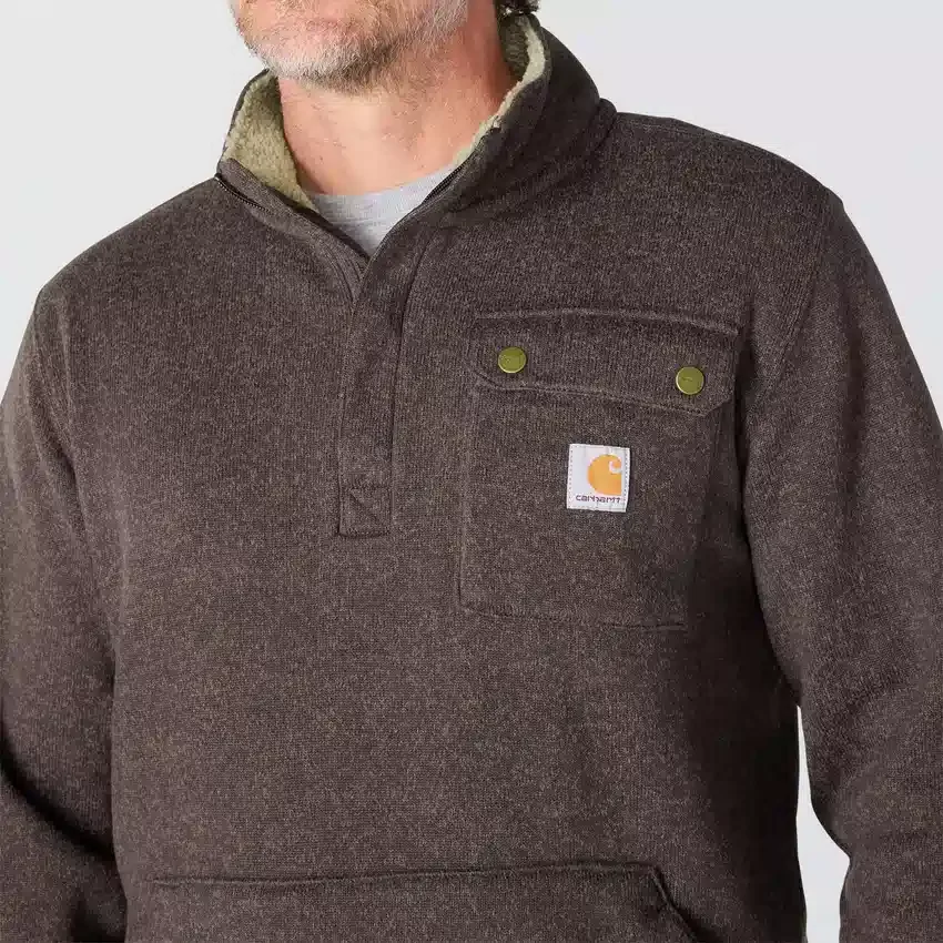 Herren-Fleece-Pullover mit Viertelreissverschluss in Relaxed Fit