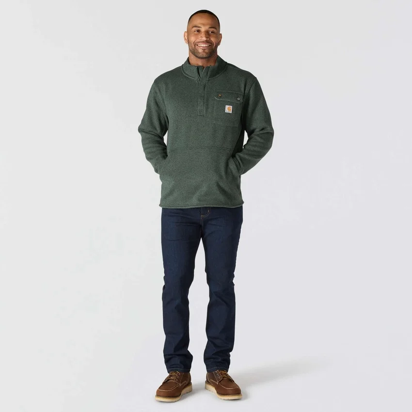 Herren-Fleece-Pullover mit Viertelreissverschluss in Relaxed Fit