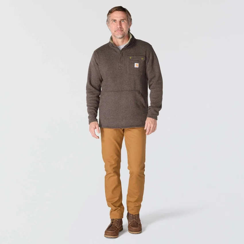 Herren-Fleece-Pullover mit Viertelreissverschluss in Relaxed Fit