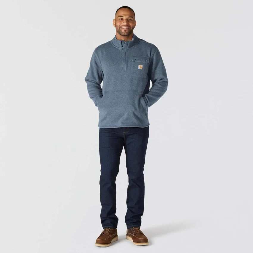 Herren-Fleece-Pullover mit Viertelreissverschluss in Relaxed Fit