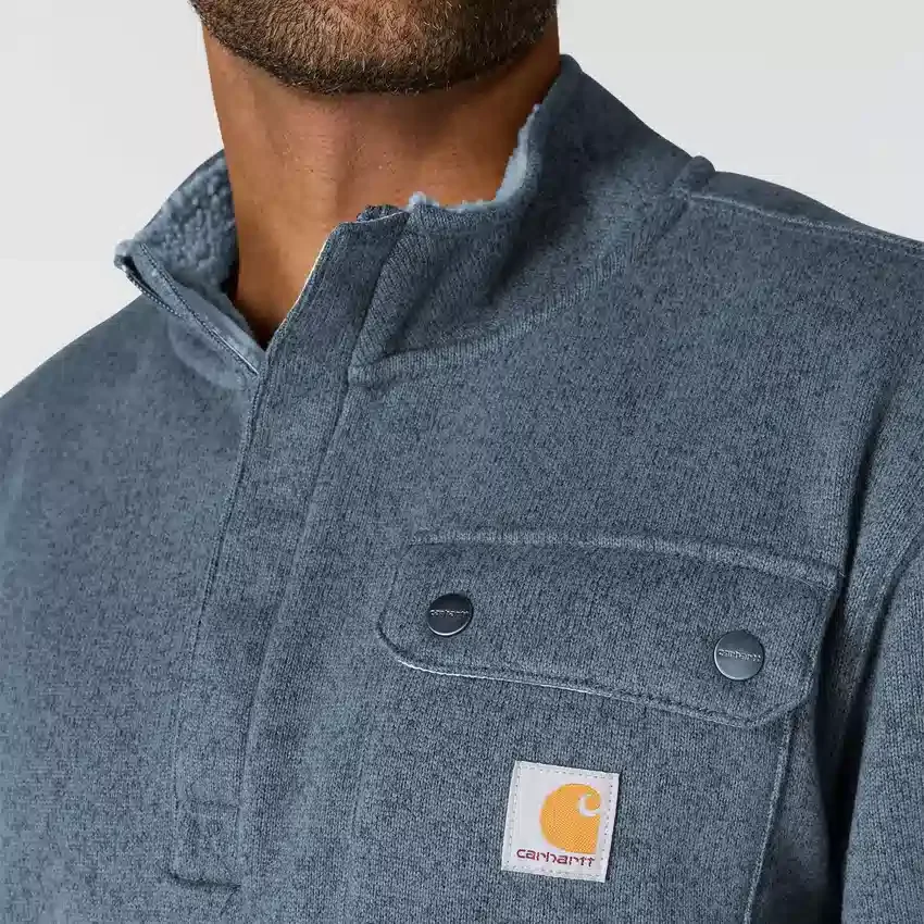 Herren-Fleece-Pullover mit Viertelreissverschluss in Relaxed Fit