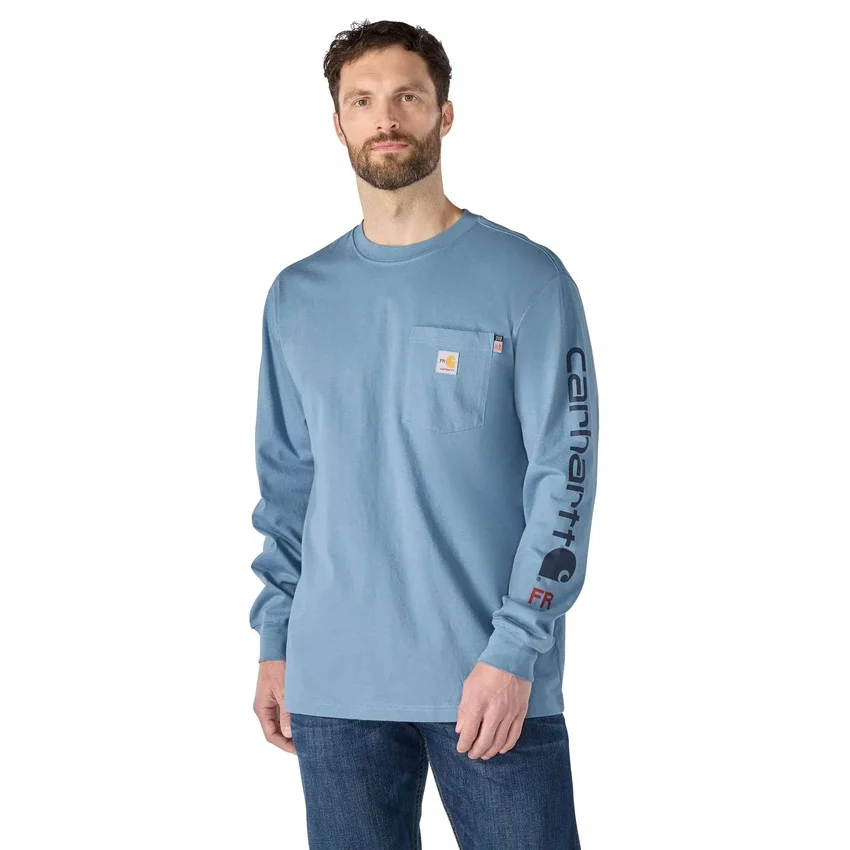 Herren-FR Force Irvine locker sitzendes Langarm-Logo-T-Shirt – flammhemmende Hemden