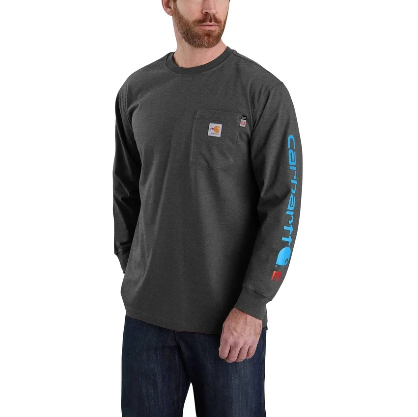 Herren-FR Force Irvine locker sitzendes Langarm-Logo-T-Shirt – flammhemmende Hemden