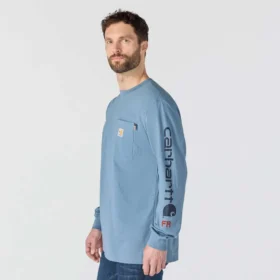 Herren-FR Force Irvine locker sitzendes Langarm-Logo-T-Shirt – flammhemmende Hemden