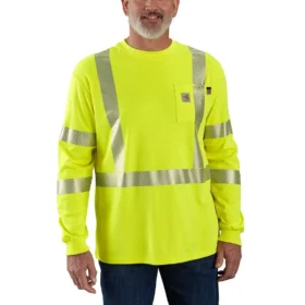 Herren-FR-High-Visibility-Force-Hemd mit lockerer Passform, langen Armlingen und Klasse 3