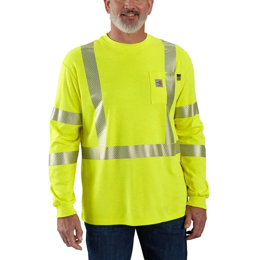 Herren-FR-High-Visibility-Force-Hemd mit lockerer Passform, langen Armlingen und Klasse 3