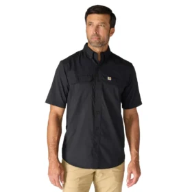 Herren-Hemd «Force Sun Defender™» aus Chambray, lockere Passform, mit kurzen Armlingen – Sonnenschutz-Hemden