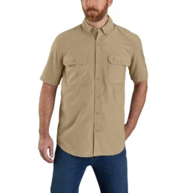 Herren-Hemd «Force Sun Defender™» aus Chambray, lockere Passform, mit kurzen Armlingen – Sonnenschutz-Hemden