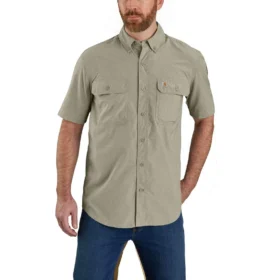 Herren-Hemd «Force Sun Defender™» aus Chambray, lockere Passform, mit kurzen Armlingen – Sonnenschutz-Hemden