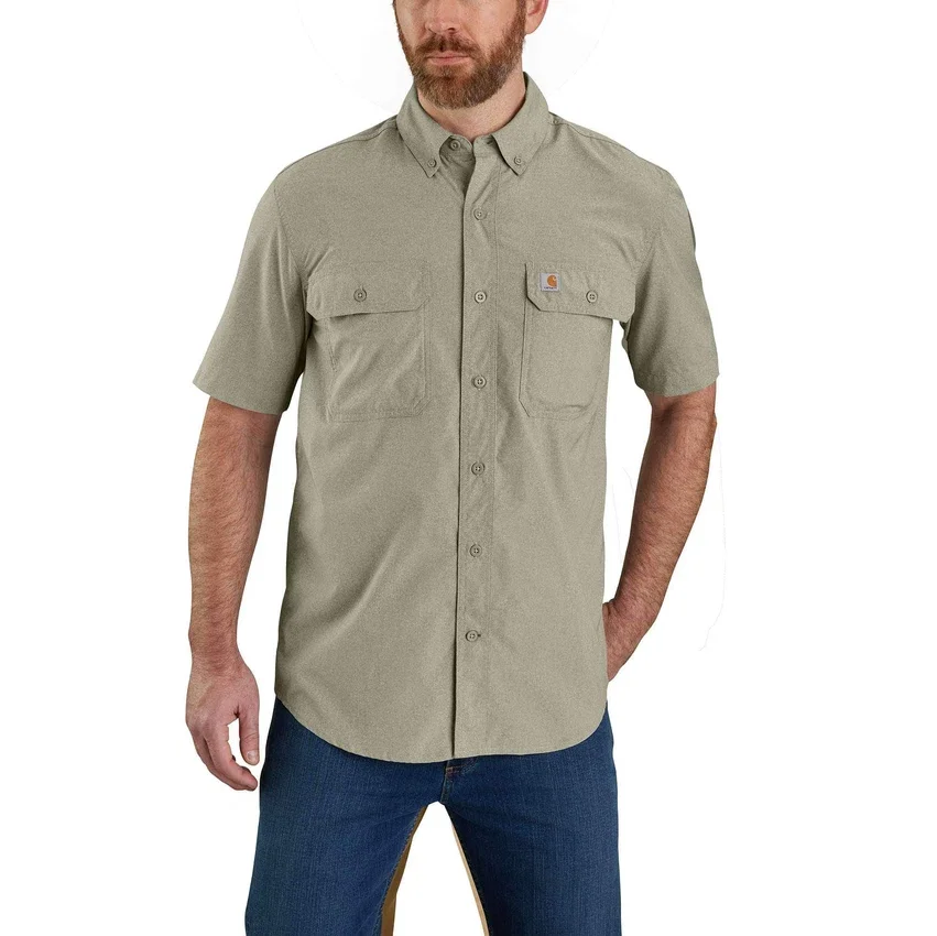 Herren-Hemd «Force Sun Defender™» aus Chambray, lockere Passform, mit kurzen Armlingen – Sonnenschutz-Hemden