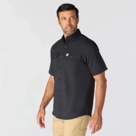 Herren-Hemd «Force Sun Defender™» aus Chambray, lockere Passform, mit kurzen Armlingen – Sonnenschutz-Hemden