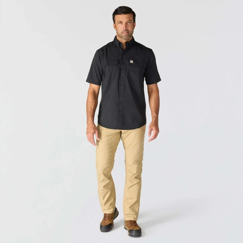 Herren-Hemd «Force Sun Defender™» aus Chambray, lockere Passform, mit kurzen Armlingen – Sonnenschutz-Hemden