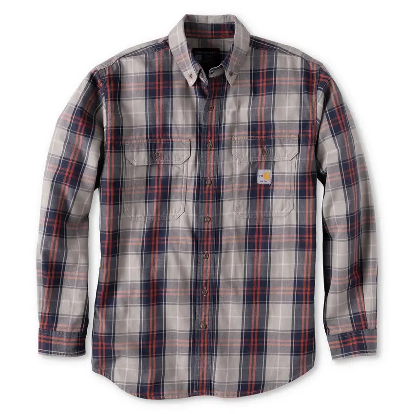 Herren-Hemd mit lockerer Passform, langen Armlingen und Twill-Karomuster – flammhemmende Hemden