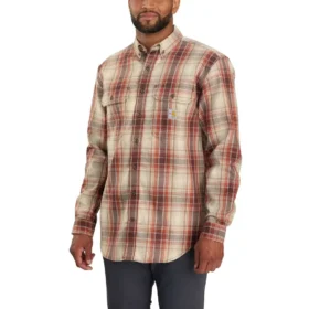 Herren-Hemd mit lockerer Passform, langen Armlingen und Twill-Karomuster – flammhemmende Hemden
