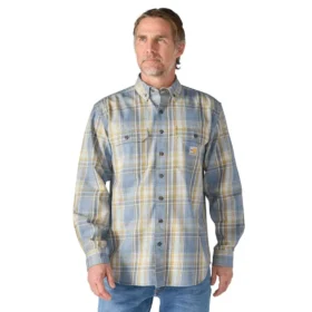 Herren-Hemd mit lockerer Passform, langen Armlingen und Twill-Karomuster – flammhemmende Hemden