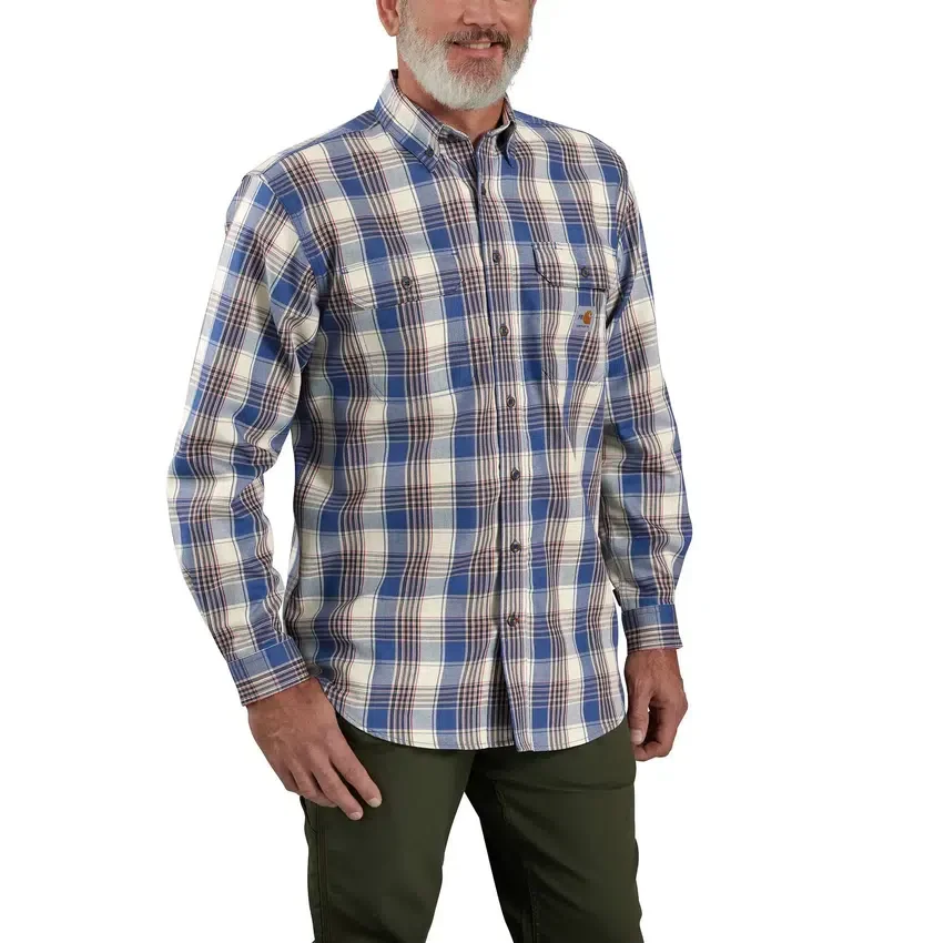 Herren-Hemd mit lockerer Passform, langen Armlingen und Twill-Karomuster – flammhemmende Hemden
