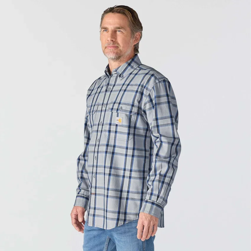 Herren-Hemd mit lockerer Passform, langen Armlingen und Twill-Karomuster – flammhemmende Hemden