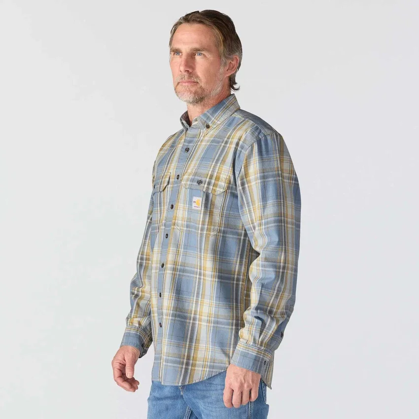Herren-Hemd mit lockerer Passform, langen Armlingen und Twill-Karomuster – flammhemmende Hemden