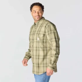 Herren-Hemd mit lockerer Passform, langen Armlingen und Twill-Karomuster – flammhemmende Hemden